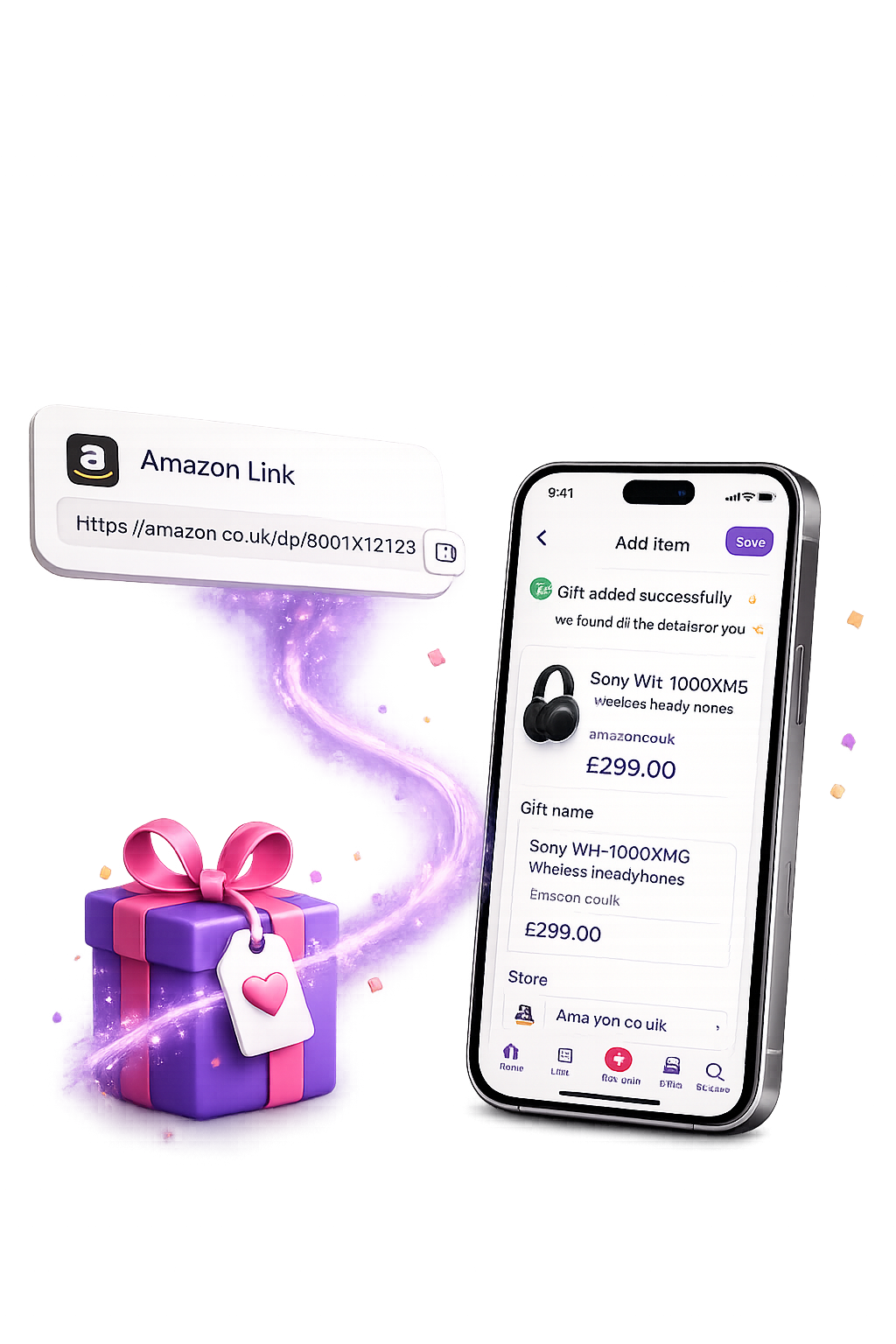 GiftSmart importing a gift from an Amazon link